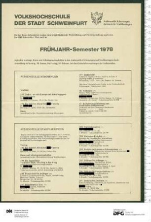 Beilage zum Programm 1. Semester 1978