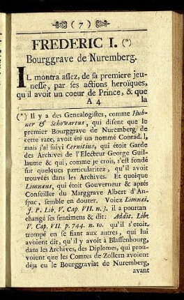 Frederic I. Bourggrave de Nuremberg. - Frederic II. Marggrave & Electeur de Brandenbourg.