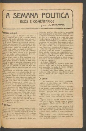 A semana política : Ecos e comentários