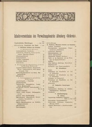 Inhaltsverzeichniss des Verwaltungsbezirks Altenburg (Ostkreis).