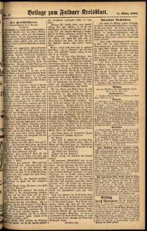 Zweite Ausgabe vom Samstag, den 12. März 1892.