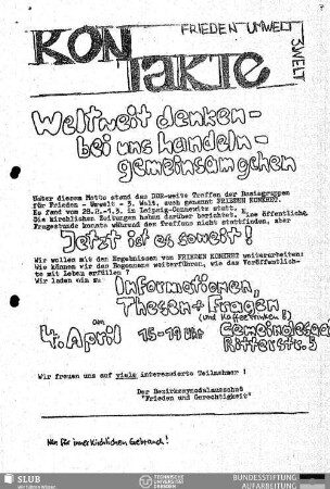 Weltweit denken - bei uns handeln - gemeinsam gehen