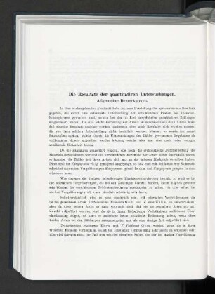Die Resultate der quantitativen Untersuchungen.