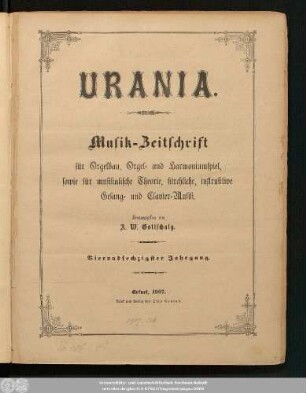 64.1907: Urania : Musik-Zeitschrift für Orgelbau, Orgel- und Harmoniumspiel ; Organ für Orgelbauer, Organisten, Kantoren und Freunde der Tonkunst
