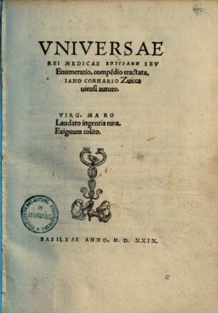Universae rei medicae epigraphē seu enumeratio, compendio tractata