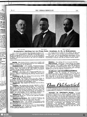Prokuristen-Jubiläum bei der Firma Gebr. Junghans, A.-G., in Schramberg