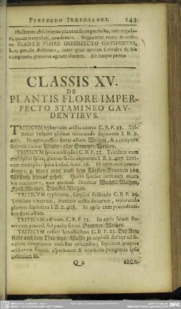 Classis XV. De Plantis Flore Imperfecto Stamineo Gaudentibus