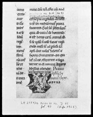 Nekrolog, Welfenchronik und Heiligenviten — Dracheninitiale T, Folio 97 recto