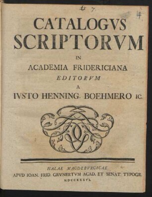 Catalogvs Scriptorvm In Academia Fridericiana Editorvm