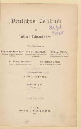 Teil 3 = (Für Quarta), [Schülerband]: [Teil 3 = (Für Quarta), [Schülerband]]