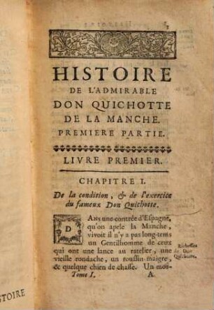 Histoire de l'admirable Don Quichotte de la Manche, 1