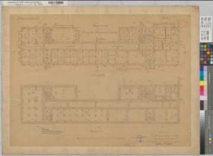 Arnsberg (Arnsberg) Lehrerinnenseminar Klassengebäude Blatt 1 Grundriß Fundamente und Kellergeschoß 1905 1 : 100 61 x 83 Pause Gutenschwager, Kreisbauinspektor Staatshochbauamt Arnsberg