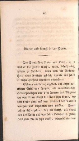 Natur und Kunst in der Poesie.