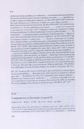 D 35. Commentarius in Decretales Gregorii IX.