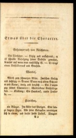 Etwas über die Character