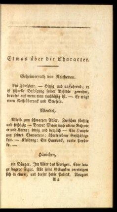 Etwas über die Character