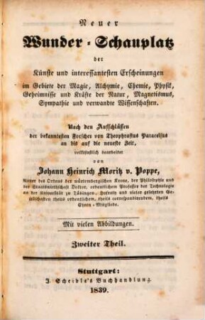 Joh. Nik. Martius gesammelte Schriften über natürliche Magie : ausgewählt und bearbeitet nach den Anforderungen unserer Zeit. 2