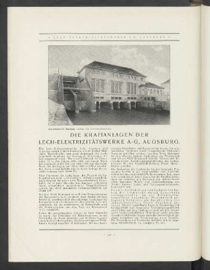 Die Kraftanlagen Der Lech-Elektrizitätswerke A.-G., Augsburg
