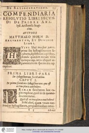 COMPENDIARIA RESOLVTIO LIBRI SECVNDI DE PRIORE ANAlysi Aristotelis Stagiritae.