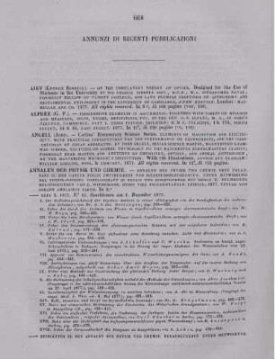 Annunzi di recenti pubblicazioni.