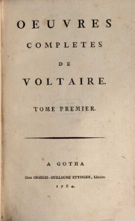 Oeuvres completes de Voltaire, 1. Théâtre ; 1