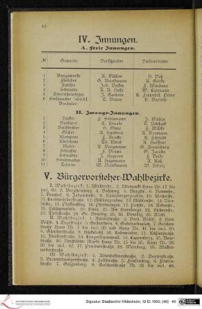 V. Bürgervorsteher-Wahlbezirke.