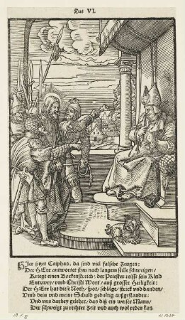 Christus vor Kaiphas, Blatt 6 der Folge "Kleine Passion"