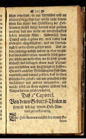 Daß 2te Capittel. Von denen Geburts-Theilen in soweit selbige denen Heb-Ammen zu wissen nötig.