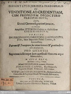Dissertatio Iiuridica Inauguralis De Venditione Ad Credentiam, Cum Propediem Decocturo Praecipue Inita
