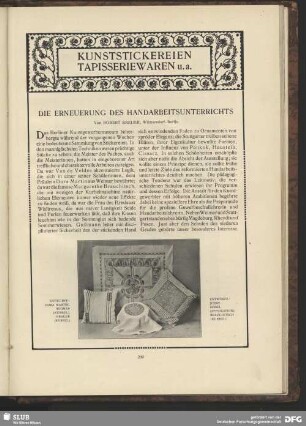 Die Erneuerung des Handarbeitsunterrichts