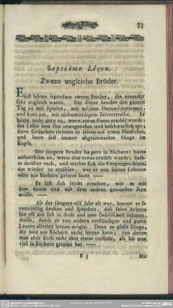 Septième Leçon. Zween ungleiche Brüder