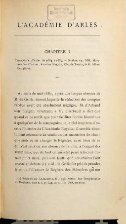 L'Académie d'Arles au XVIIme siècle : D'après les documents originaux. Étude hist. et crit., 3