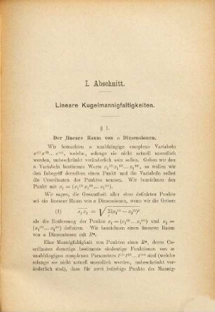 Über n-dimensionale lineare und quadratische Kugelsysteme : Züricher Inaug. Dissert.