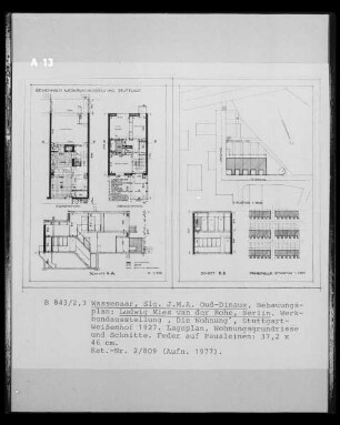 Stuttgart-Weißenhof, Werkbundausstellung, Lageplan, Wohnungsgrundrisse und Schnitte