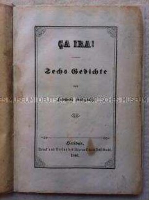 Erstausgabe der Gedichte Ça ira! von Ferdinand Freiligrath