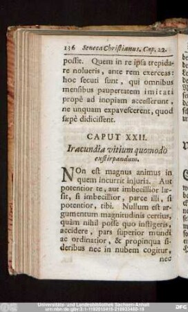 Caput XXII. Iracundia vitium quomodò exstirpandum.