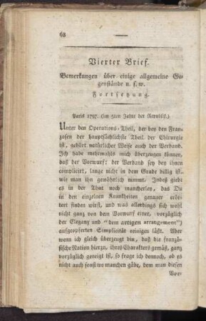 Vierter Brief. Bemerkungen über einige allgemeine Gegenstände u.s.w. (Fortsetzung)
