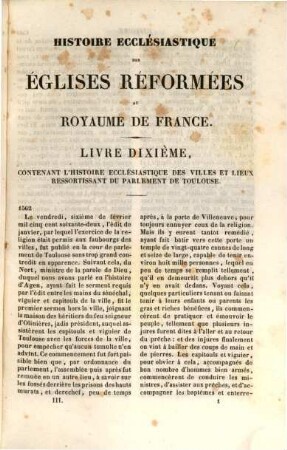 Histoire ecclésiastique des églises réformées au royaume de France. T. 3