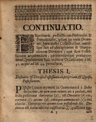 Disputatio Juridica [Iuridica], De Possessione, Et Interdictis