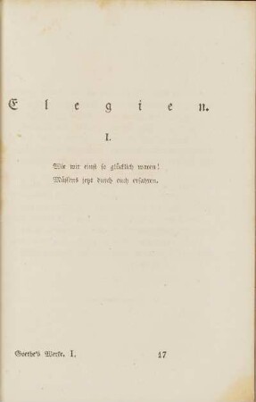 Elegien. I.