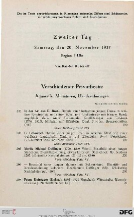 Verschiedener Privatbesitz (Nr. 201-412)