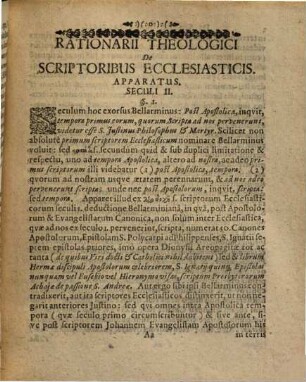 Rationarium theologicium de scriptoribus ecclesiasticis seculi II. ...