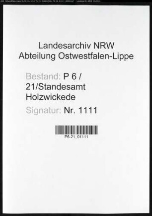 Sterberegister Standesamt Holzwickede