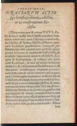 Gratiarum Actio pro beneficiis divinis, collectione et conservatione Ecclesiae.