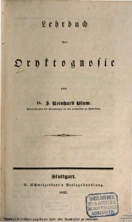 Lehrbuch der Oryktognosie