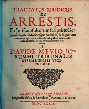 Synoptica Tractatio de Arrestis ex Doctorum Scriptis