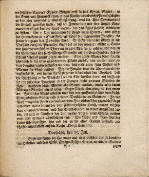 Journal von der im Monat Julio 1760 erfolgten Belagerung der Chur-Sächsischen Residenz-Stadt Dreßden