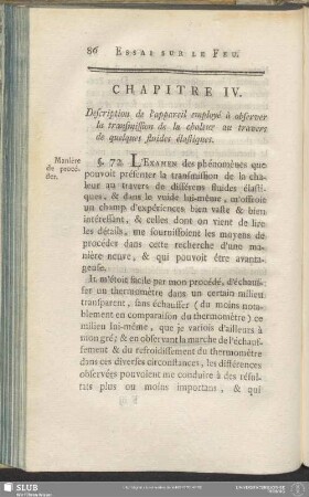 Chapitre IV. Description de l'appareil employé à observer la transmission de la chaleur au travers de quelques fluides élastiques