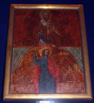 Heilige Barbara mit Kelch und Kreuz und Heiliger Nikolaus