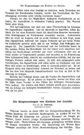 307-321, Die Zeugenaussagen von Kindern vor Gericht